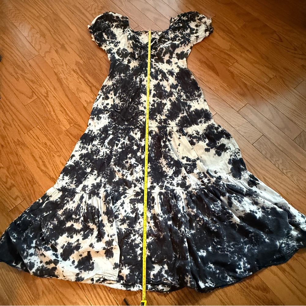 Earthbound TradingCo- 100% Cotton Tie Dye Black and White Maxi Dress- Size Large - Picture 14 of 15
